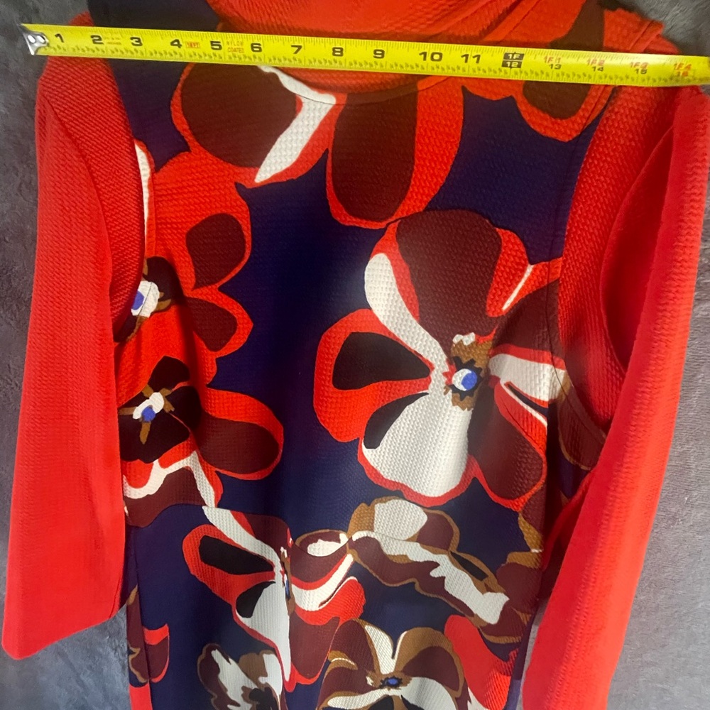 ECI Red and Blue Floral Long Sleeve Dress - Picture 5 of 6